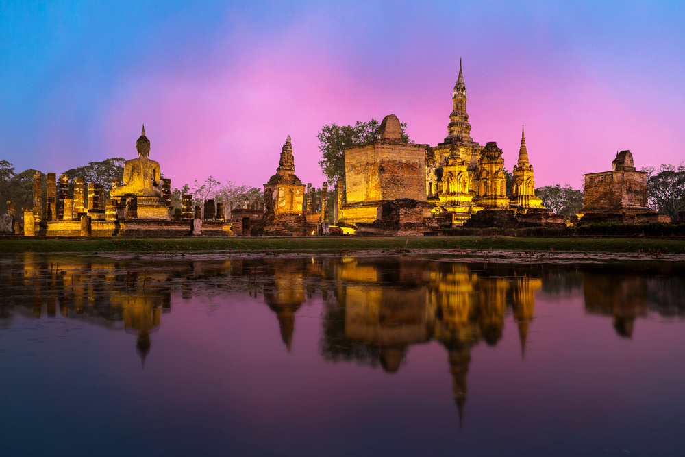 Pagoda with Reflection at Dusk